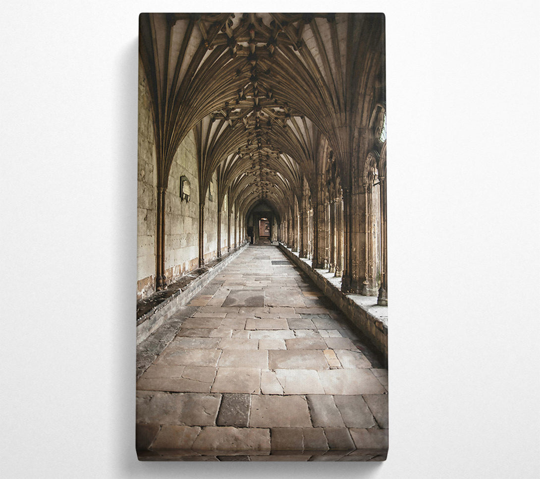  A Canvas Print of Stone Gray Cloister Walkway Canvas Art