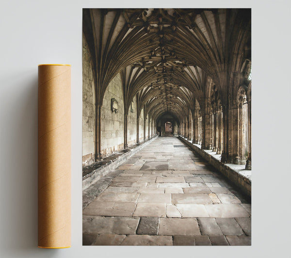 Stone Gray Cloister Walkway Giclee Print