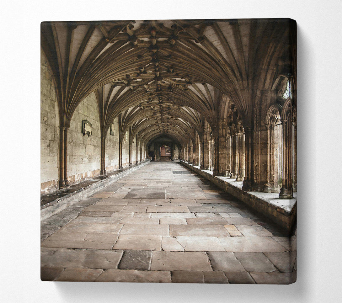  A Canvas Print of Stone Gray Cloister Walkway Canvas Art