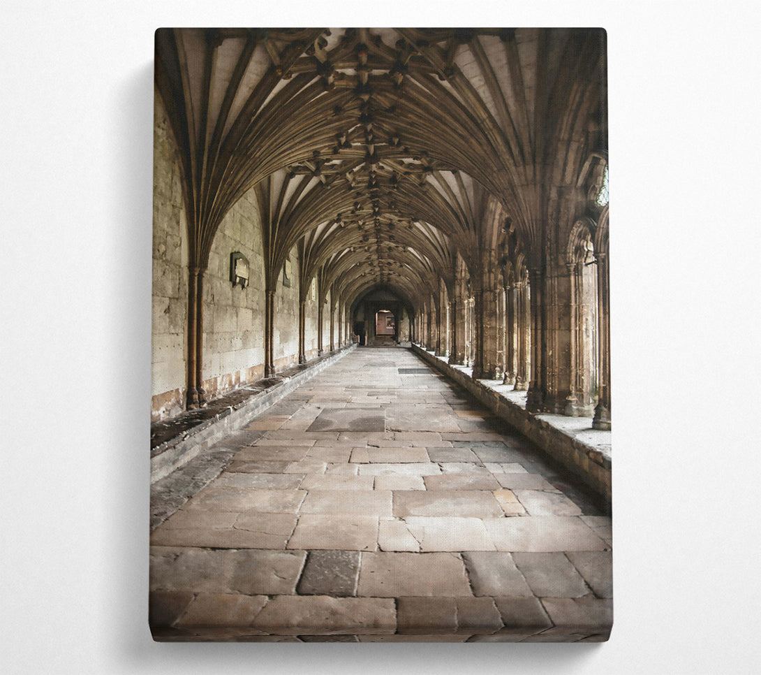  A Canvas Print of Stone Gray Cloister Walkway Canvas Art
