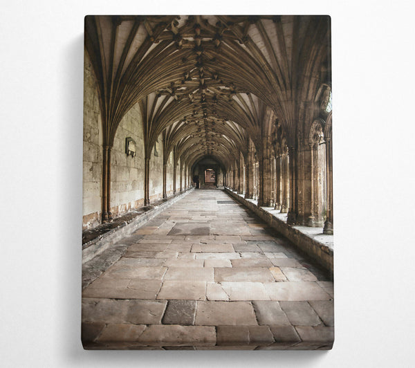  A Canvas Print of Stone Gray Cloister Walkway Canvas Art