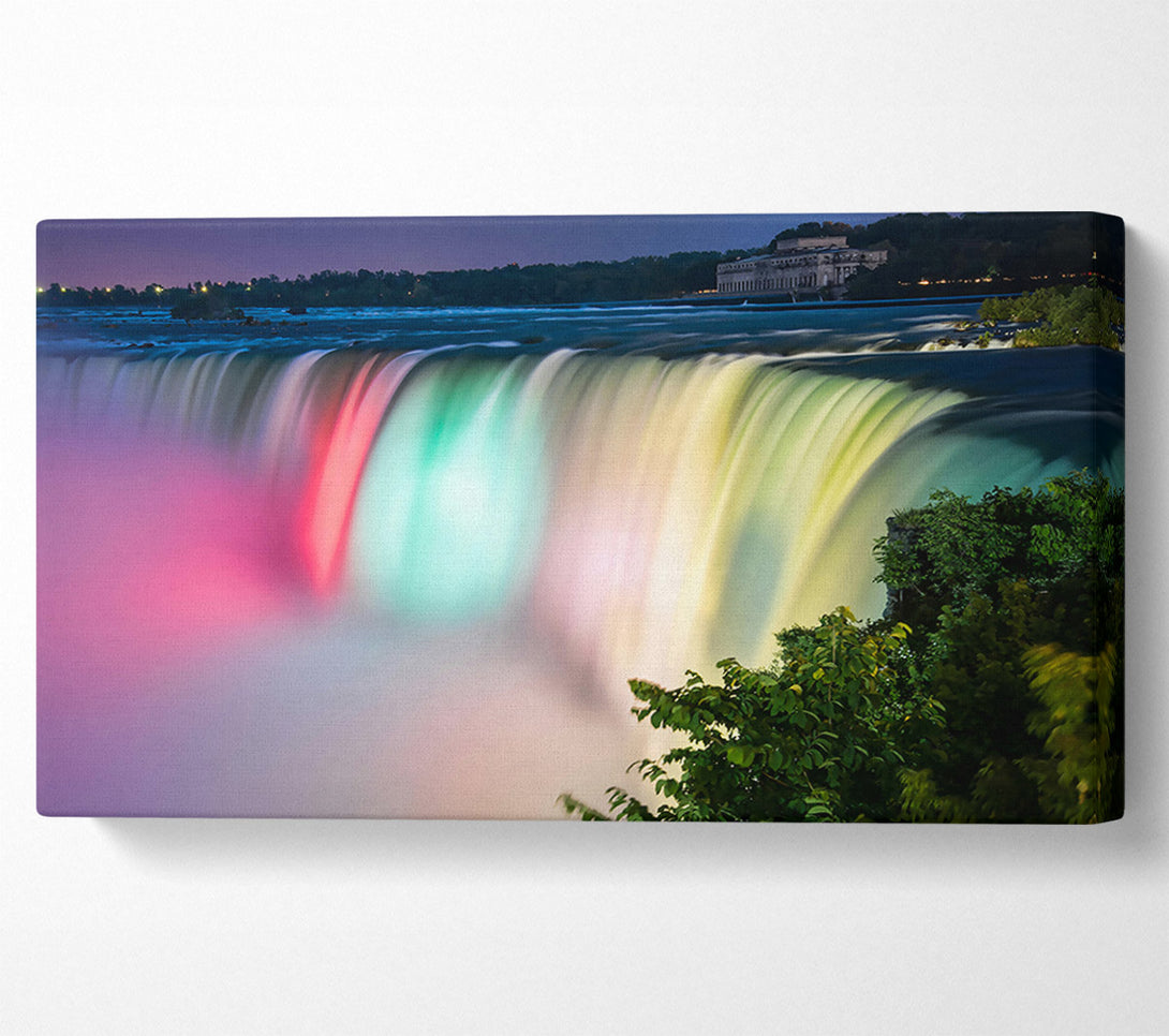  A Canvas Print of Green Falls At Night Canvas Print