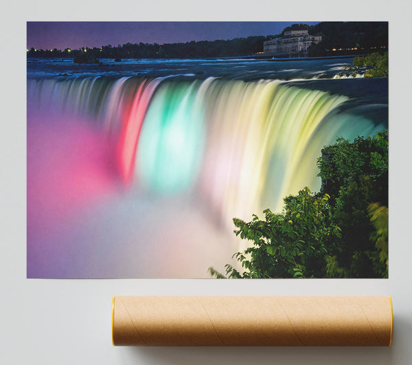 Green Falls At Night Print