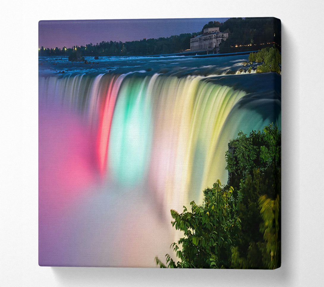  A Canvas Print of Green Falls At Night Canvas Print
