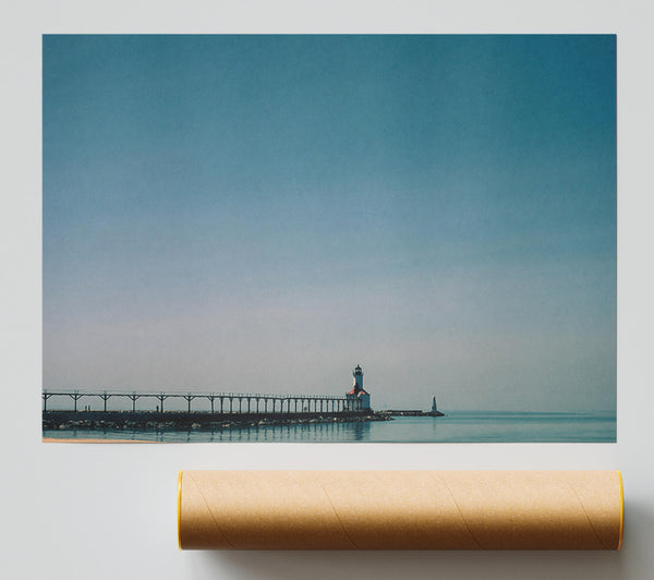 Azure Skies And A Beacon Poster