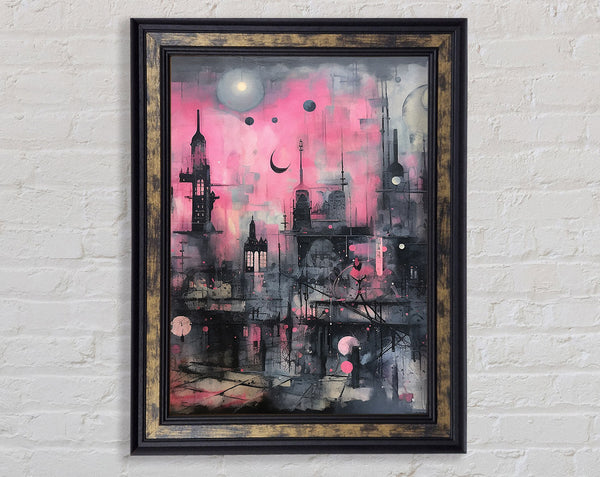 Spooky Pink City Framed Print