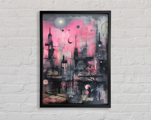 Spooky Pink City Framed Print