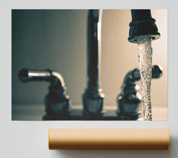 Silver Tap Water Flowing Giclee Print