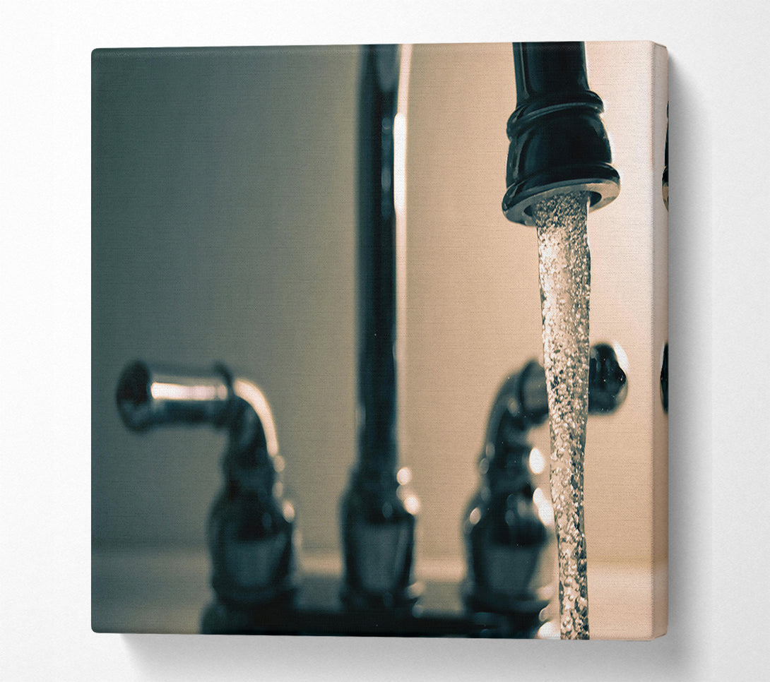  A Canvas Print of Silver Tap Water Flowing Canvas Art