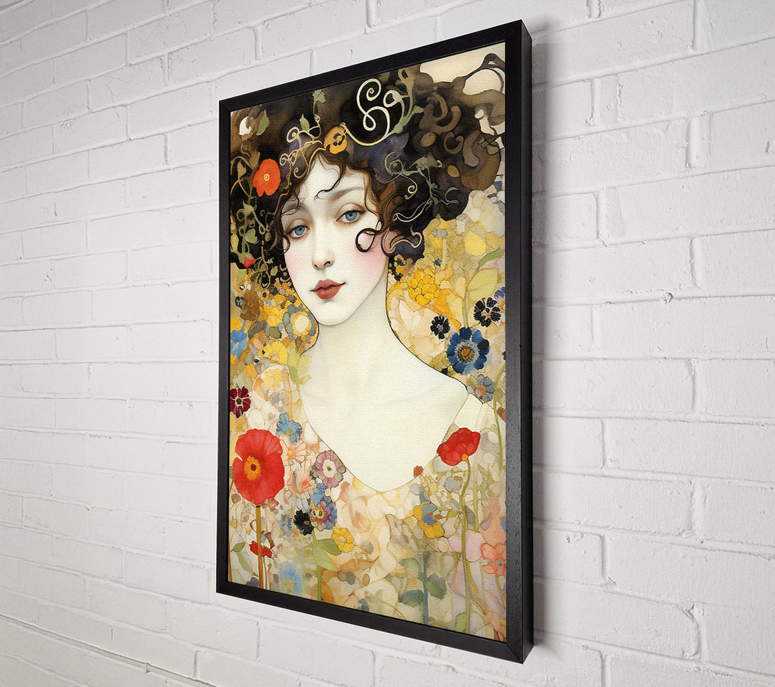  A Canvas Print of Spring Garden Lady Klimt Style Canvas Wall Art
