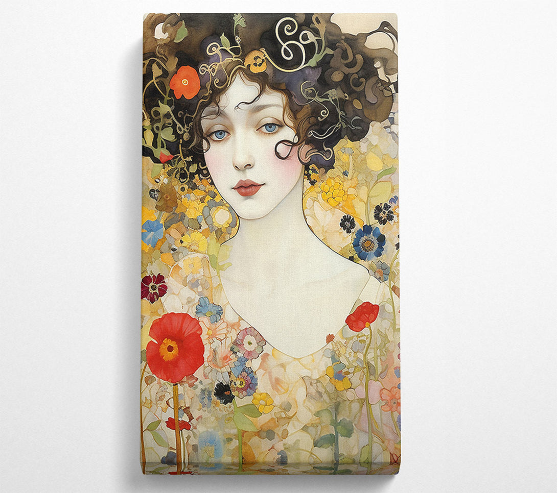  A Canvas Print of Spring Garden Lady Klimt Style Canvas Wall Art