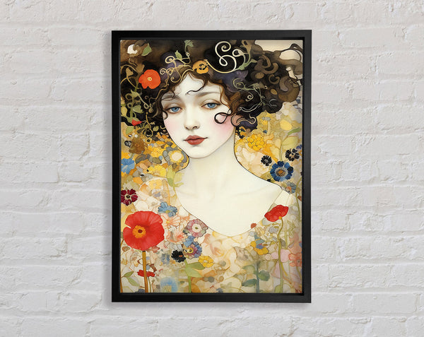 Spring Garden Lady Klimt Style Framed Print