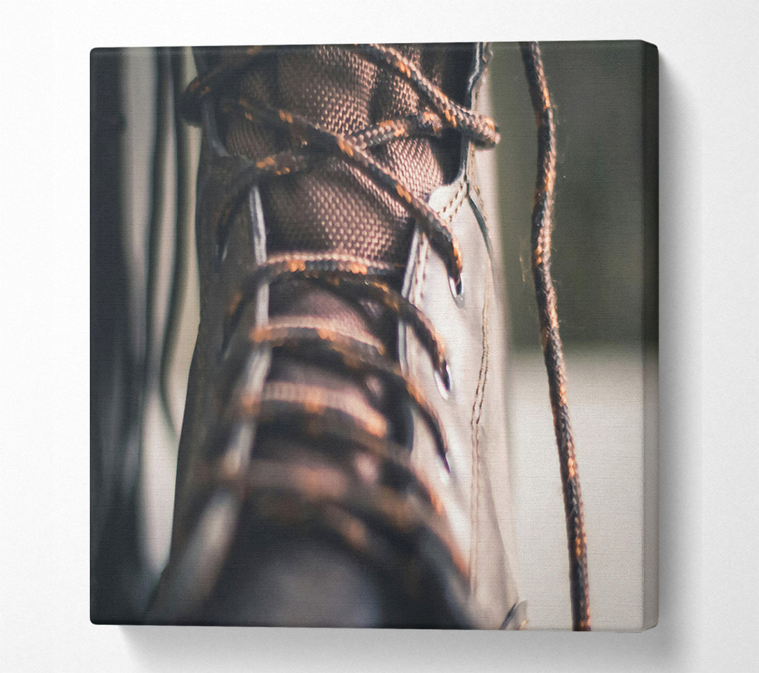  A Canvas Print of Brown Boot Laces Canvas Print
