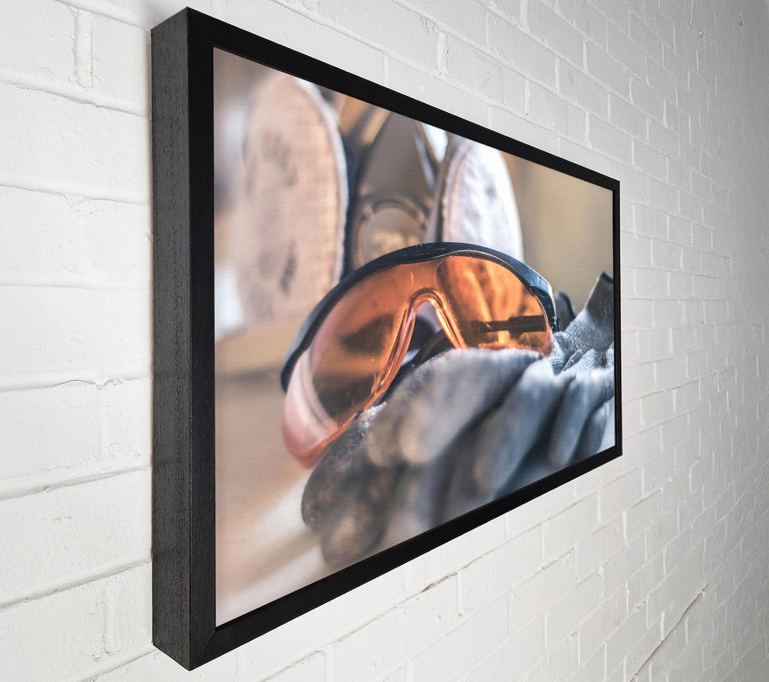  A Canvas Print of Amber Safety Goggles Canvas Wall Art