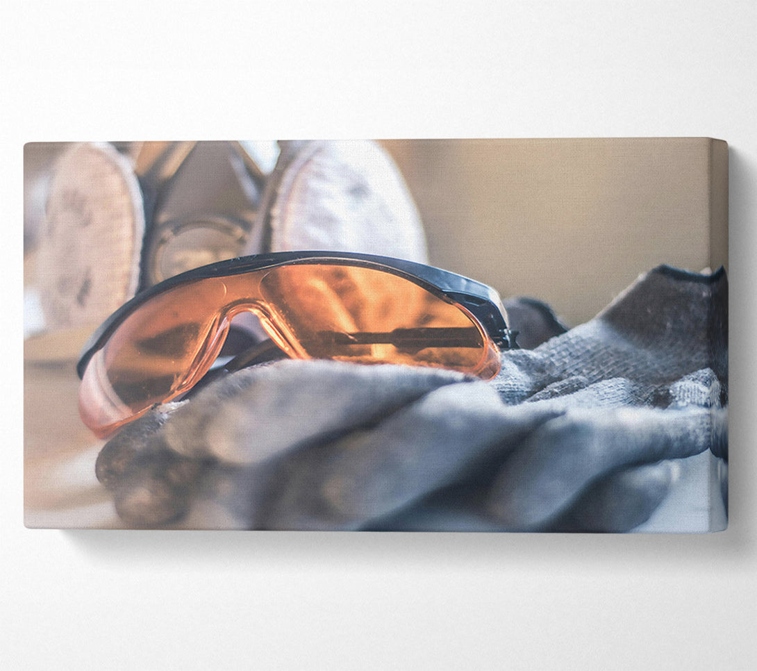  A Canvas Print of Amber Safety Goggles Canvas Wall Art