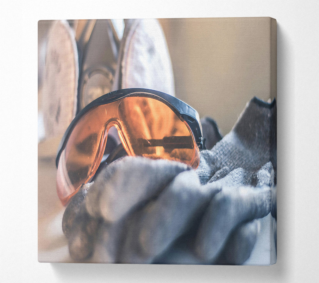  A Canvas Print of Amber Safety Goggles Canvas Wall Art