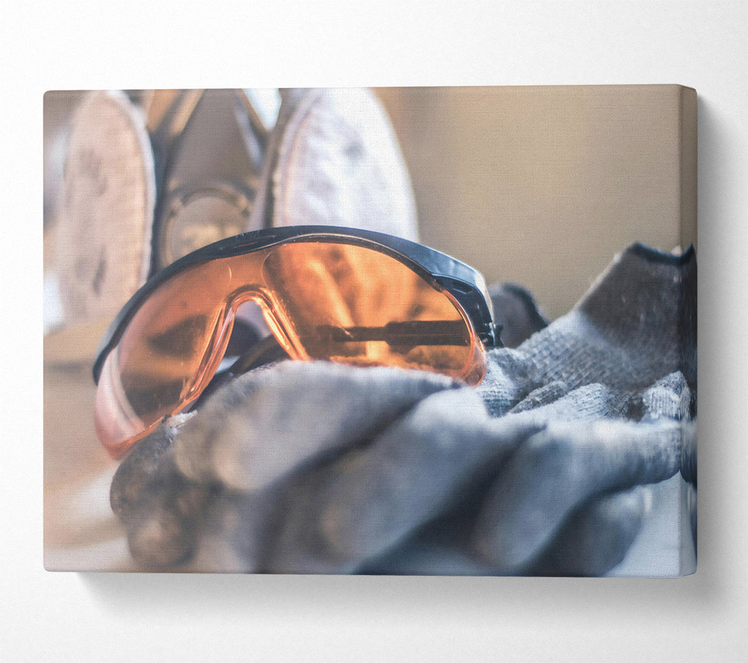  A Canvas Print of Amber Safety Goggles Canvas Wall Art