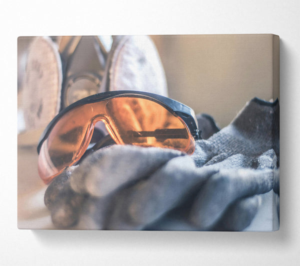  A Canvas Print of Amber Safety Goggles Canvas Wall Art