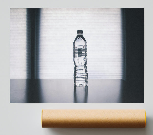 Clear Water Bottle On Black Giclee Print