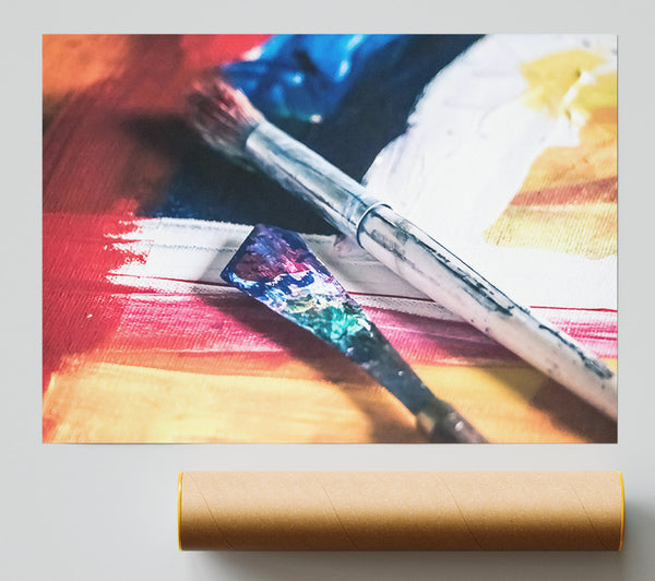Red Palette With Brushstrokes Print
