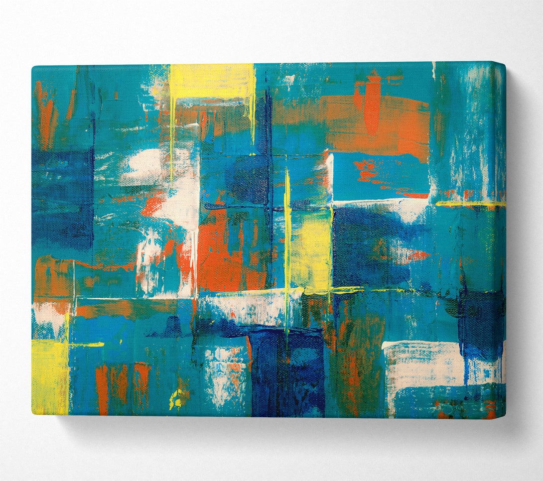  A Canvas Print of Teal Abstract Splatter Canvas Art