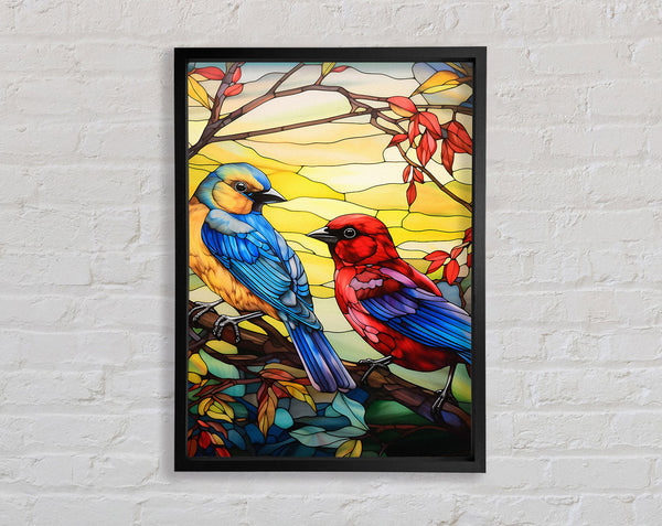 Stained Glass Birds Framed Print