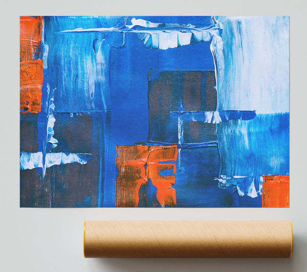 Azure Acrylic Strokes Poster