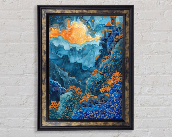 Stars And Waves Cliffs Framed Print