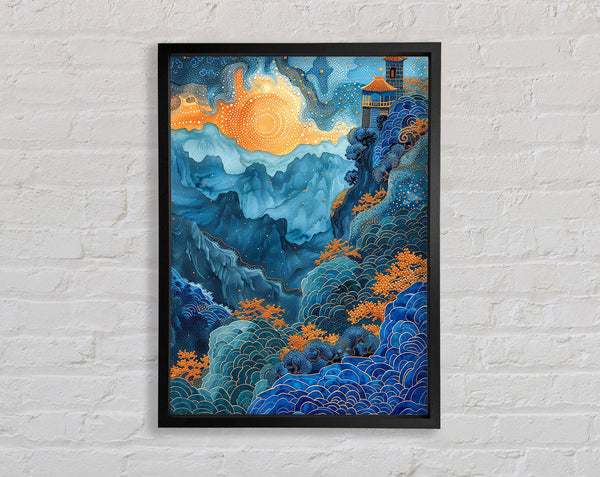 Stars And Waves Cliffs Framed Print