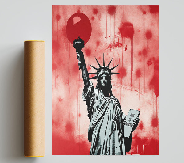 Statue Of Liberty Red Paint Art Giclee Print
