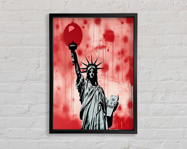 Statue Of Liberty Red Paint Art Framed Print
