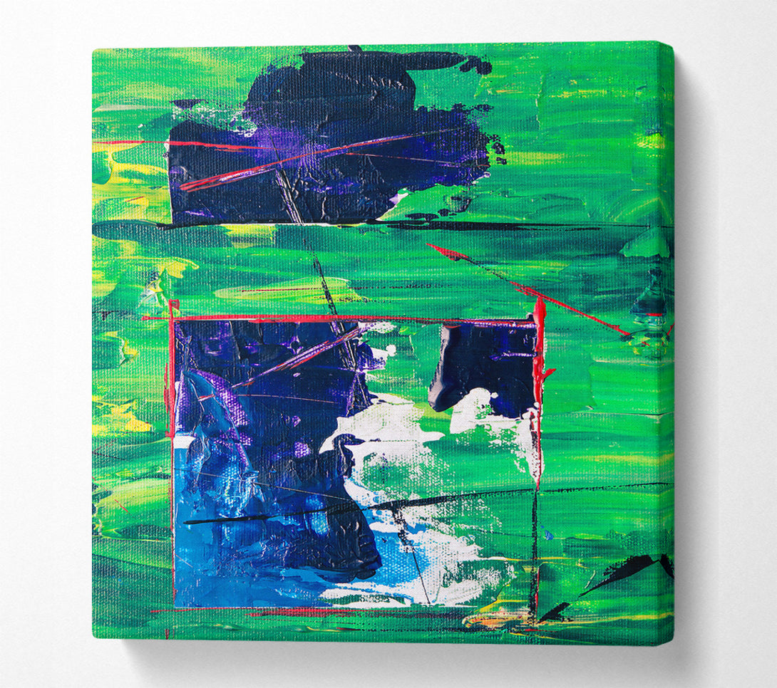  A Canvas Print of Green Abstract Expressionism Canvas Wall Art