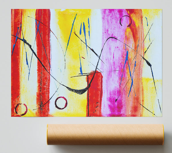 Yellow Lines And Circles Poster
