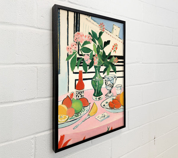 Still Life Flower Vase And Fruit