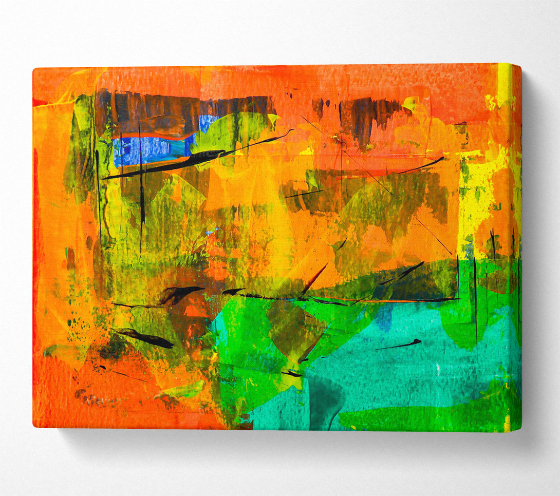  A Canvas Print of Orange Abstract Expressionism Canvas Art