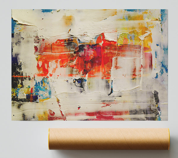 White And Red Abstract Poster