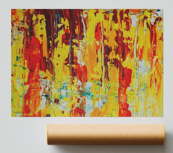 Yellow And Crimson Drips Print