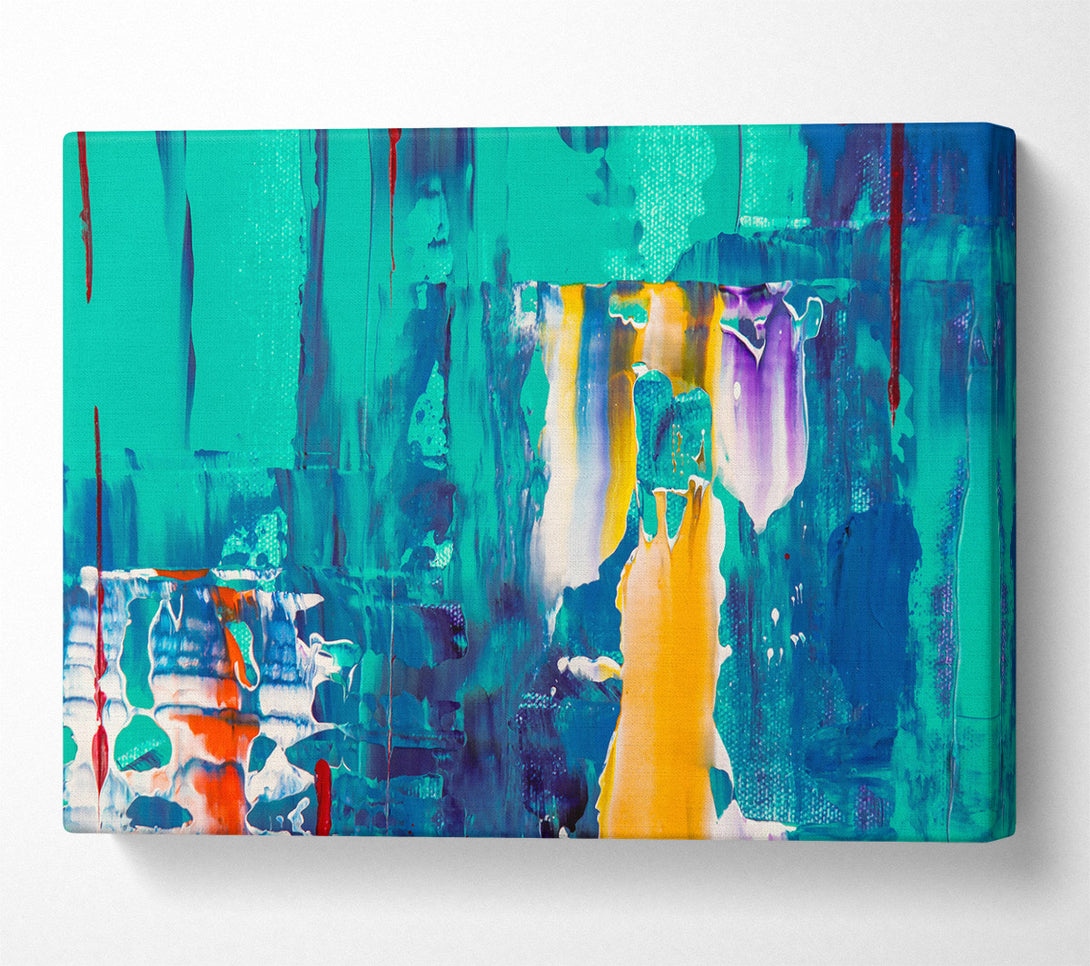  A Canvas Print of Teal Abstract Drips Canvas Art