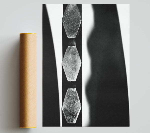 Silver Hexagon Shadows Print