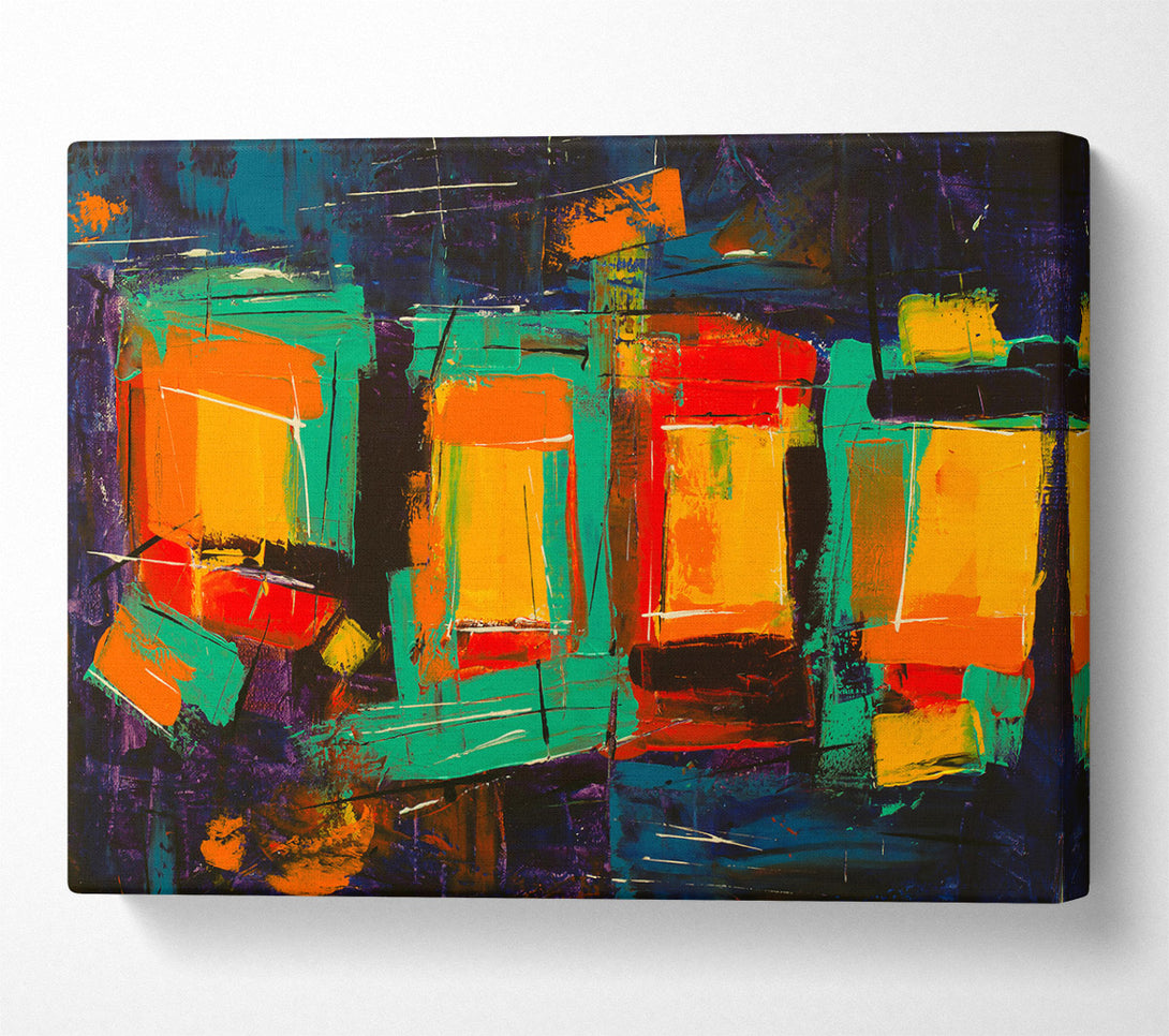  A Canvas Print of Orange Abstract Expressionism Canvas Art