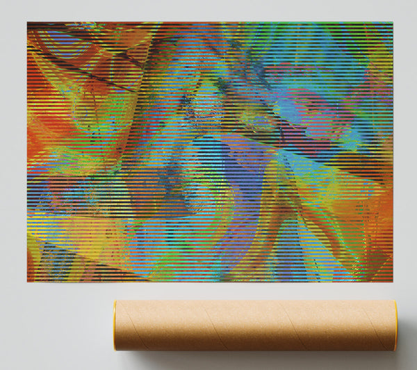Blue Striped Distortion Print