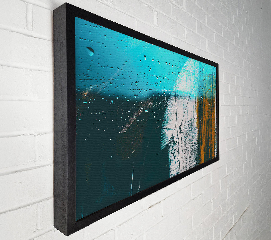  A Canvas Print of Blue Rain Through Glass Canvas Wall Art