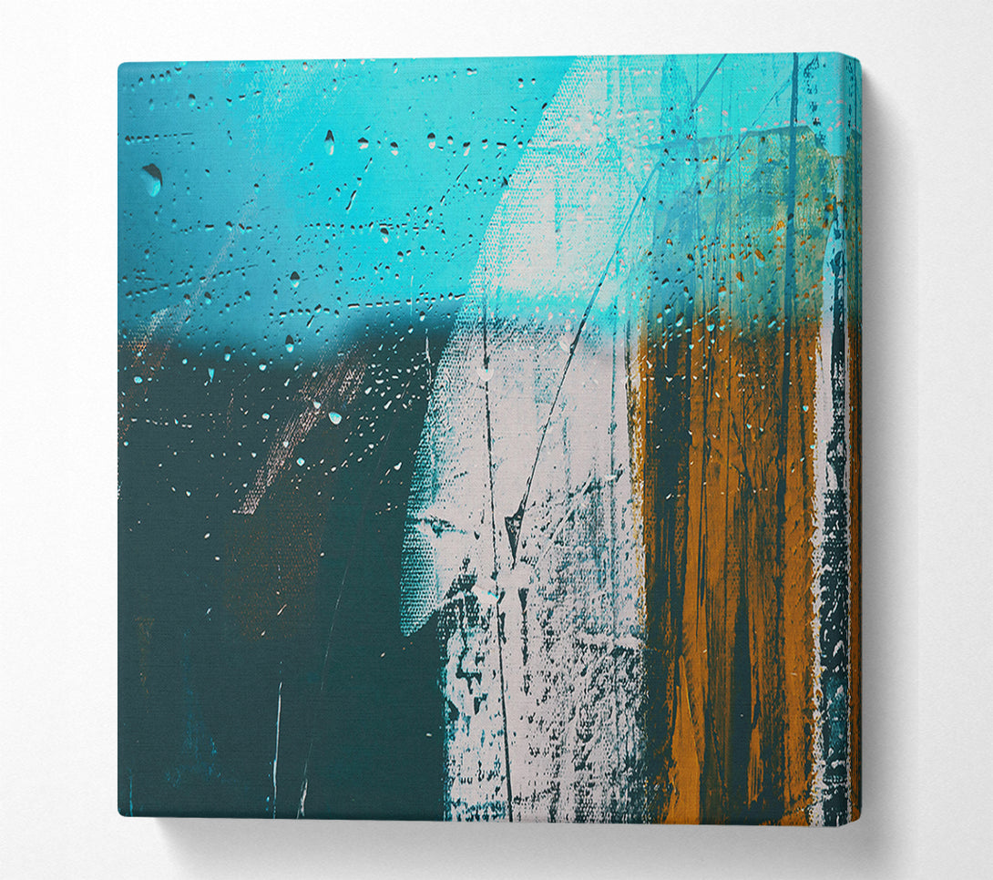  A Canvas Print of Blue Rain Through Glass Canvas Wall Art