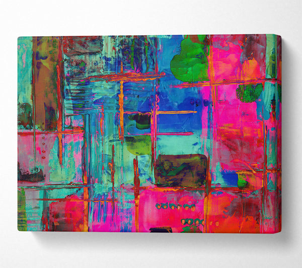  A Canvas Print of Fuchsia Grid Lines Canvas Print