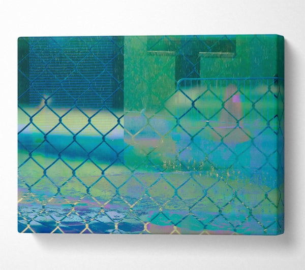  A Canvas Print of Cyan Chain Link Rain Canvas Print