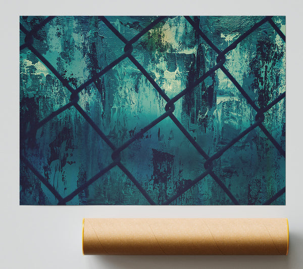 Teal Through The Fence Poster