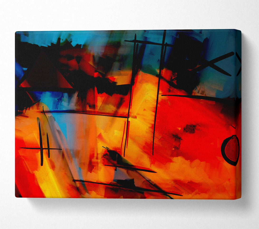  A Canvas Print of Crimson Abstract Lines Canvas Wall Art