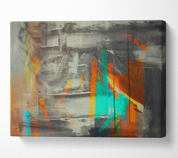  A Canvas Print of Gray & Teal Abstract Canvas Print