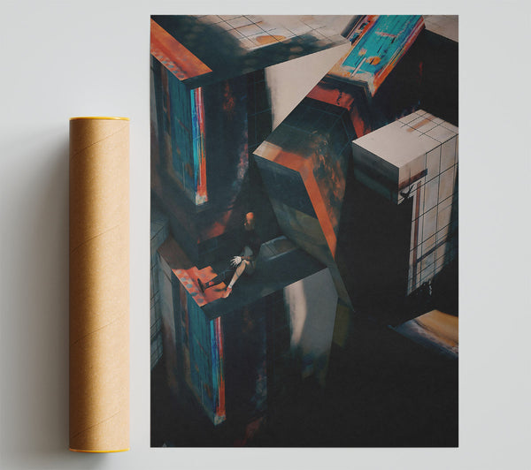 Orange Geometric Solitude Print