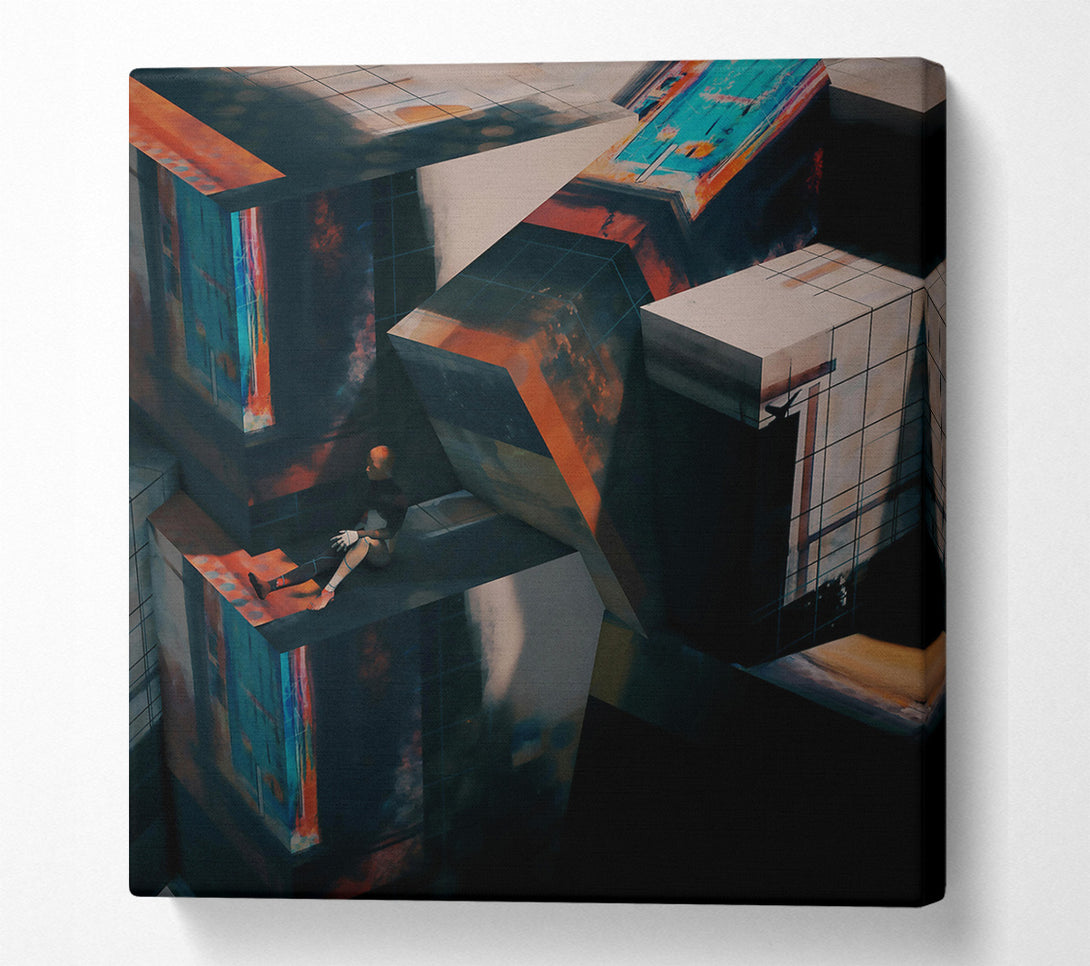  A Canvas Print of Orange Geometric Solitude Canvas Print
